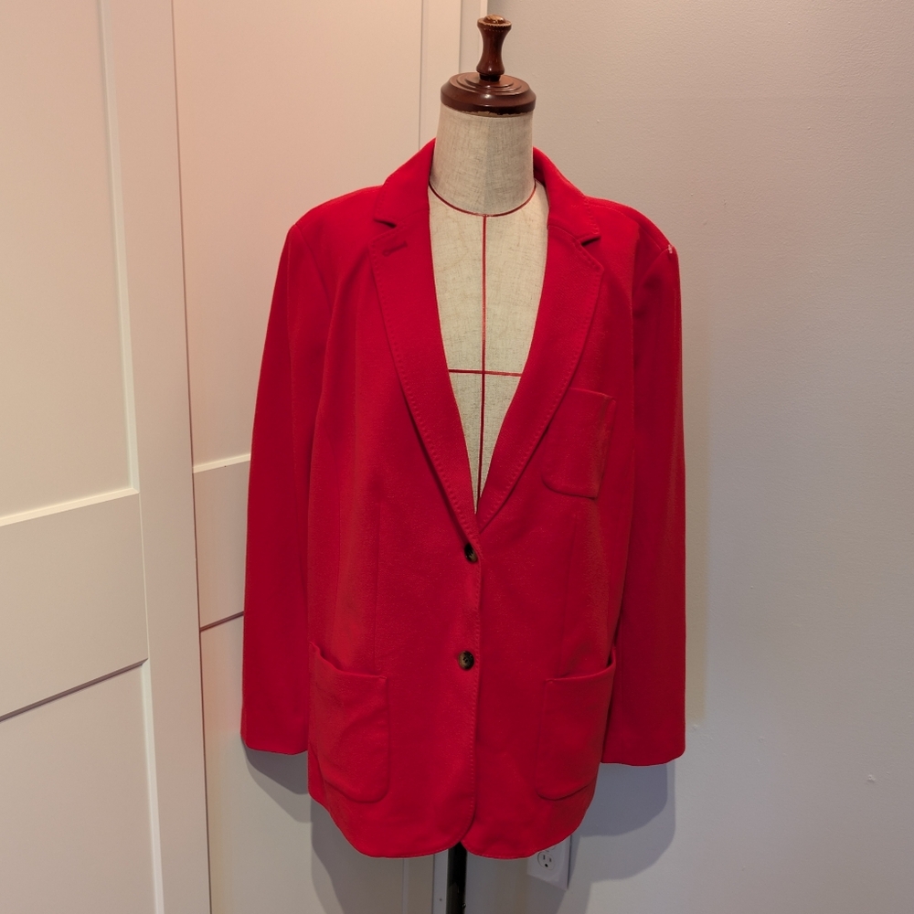 Talbots Plus Size 18W Women's Aberdeen Career Red Cotton Blend Blazer Jacket - Picture 1 of 6